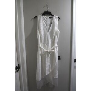 Lulus White‎ Eyelet Dress Fringe Sleeveless V Neck Party Cocktail Summer XL